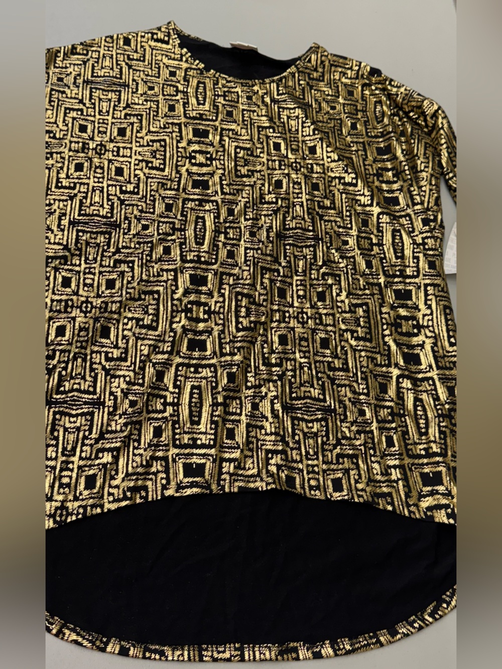 LuLaRoe Gold and Black Geometric Tunic Top Shirt size XSMALL